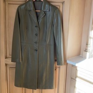 Trench Coat - leather Olive Green